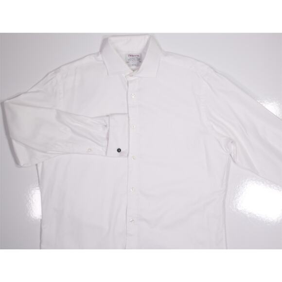 TM Lewin Solid White Twill Slim Fit French Cuff Cotton Dress Shirt (42) 16.5-33 - Picture 3 of 6